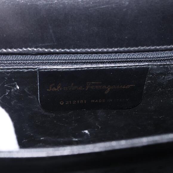Salvatore Ferragamo Gancini Hand Bag Leather 2way Black Gold Auth ka1065 - Picture 12 of 16